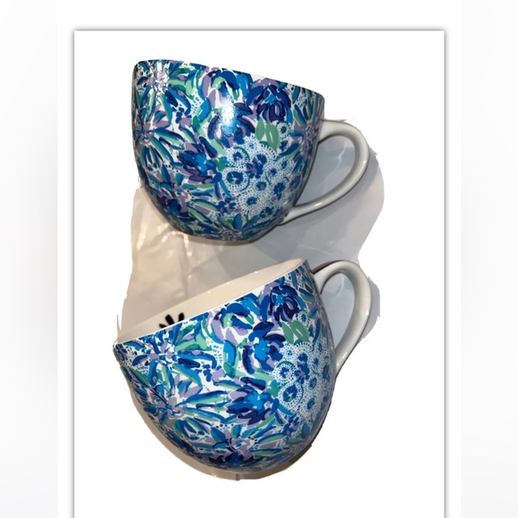 Lilly Pulitzer 3 Coffee Mugs Blue Lion Blue Lily Pulitzer Tea Cups “LION AROUND” - Picture 5 of 8